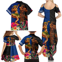 Hawaii and Samoa Together Family Matching Summer Maxi Dress and Hawaiian Shirt Samoan Warrior and Beauty Hula Girl