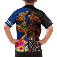 Hawaii and Samoa Together Hawaiian Shirt Samoan Warrior and Beauty Hula Girl LT03 - Polynesian Pride