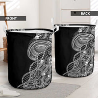 Samoan DNA Art Tattoo Laundry Basket Polynesian Pattern Black Color