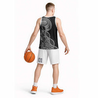 Samoan DNA Art Tattoo Basketball Jersey Polynesian Pattern Black Color