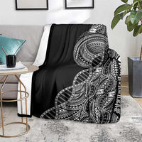 Samoan DNA Art Tattoo Blanket Polynesian Pattern Black Color