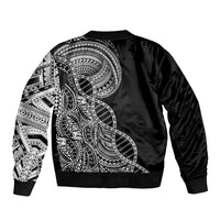 Samoan DNA Art Tattoo Bomber Jacket Polynesian Pattern Black Color