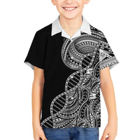 Samoan DNA Art Tattoo Family Matching Short Sleeve Bodycon Dress and Hawaiian Shirt Polynesian Pattern Black Color LT03 Son's Shirt Black - Polynesian Pride