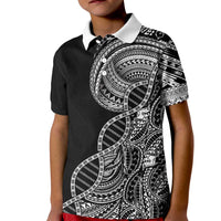 Samoan DNA Art Tattoo Kid Polo Shirt Polynesian Pattern Black Color