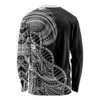 Samoan DNA Art Tattoo Long Sleeve Shirt Polynesian Pattern Black Color
