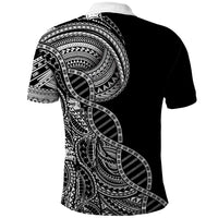 Samoan DNA Art Tattoo Polo Shirt Polynesian Pattern Black Color