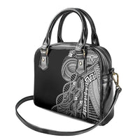 Samoan DNA Art Tattoo Shoulder Handbag Polynesian Pattern Black Color