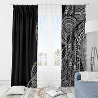 Samoan DNA Art Tattoo Window Curtain Polynesian Pattern Black Color