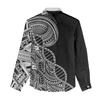 Samoan DNA Art Tattoo Women Casual Shirt Polynesian Pattern Black Color