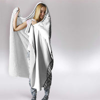 Samoan DNA Art Tattoo Hooded Blanket Polynesian Pattern White Color