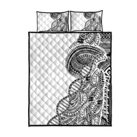 Samoan DNA Art Tattoo Quilt Bed Set Polynesian Pattern White Color
