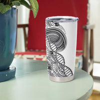 Samoan DNA Art Tattoo Tumbler Cup Polynesian Pattern White Color