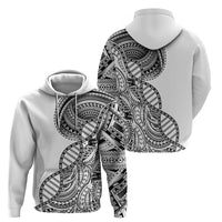 Samoan DNA Art Tattoo Zip Hoodie Polynesian Pattern White Color
