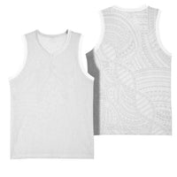 Samoan DNA Art Tattoo Basketball Jersey Polynesian Pattern All White
