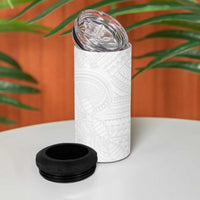 Samoan DNA Art Tattoo 4 in 1 Can Cooler Tumbler Polynesian Pattern All White