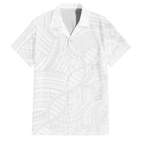Samoan DNA Art Tattoo Family Matching Short Sleeve Bodycon Dress and Hawaiian Shirt Polynesian Pattern All White LT03 Dad's Shirt - Short Sleeve White - Polynesian Pride