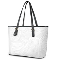 Samoan DNA Art Tattoo Leather Tote Bag Polynesian Pattern All White