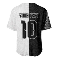 Custom New Zealand Football Baseball Jersey Silver Fern and Maori Tribal Black White Half Sporty Style LT03 - Polynesian Pride