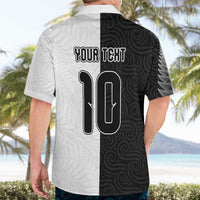 Custom New Zealand Football Hawaiian Shirt Silver Fern and Maori Tribal Black White Half Sporty Style LT03 - Polynesian Pride