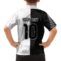 Custom New Zealand Football Hawaiian Shirt Silver Fern and Maori Tribal Black White Half Sporty Style LT03 - Polynesian Pride