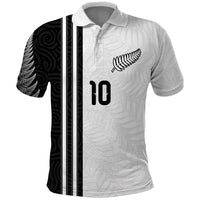 Custom New Zealand Football Polo Shirt Silver Fern and Maori Tribal Black White Half Sporty Style