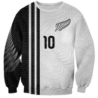 Custom New Zealand Football Sweatshirt Silver Fern and Maori Tribal Black White Half Sporty Style LT03 Unisex Multicolor - Polynesian Pride