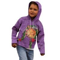 Hawaii Pikake and Maile Lei Kid Hoodie Honu Polynesian Pattern Pink Color