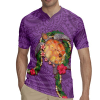 Hawaii Pikake and Maile Lei Rugby Jersey Honu Polynesian Pattern Pink Color