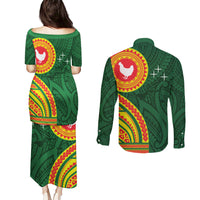Manu'a Cession Day Couples Matching Puletasi and Long Sleeve Button Shirt Polynesian Pattern LT03 - Polynesian Pride