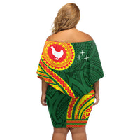 Manu'a Cession Day Off Shoulder Short Dress Polynesian Pattern LT03 - Polynesian Pride