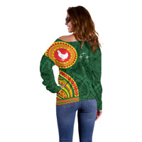 Manu'a Cession Day Off Shoulder Sweater Polynesian Pattern