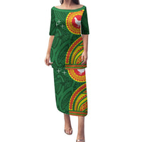 Manu'a Cession Day Puletasi Polynesian Pattern LT03 Long Dress Green - Polynesian Pride