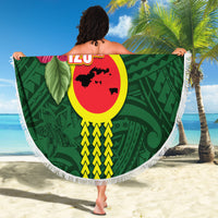 Manu'a Cession Day 120th Anniversary Beach Blanket Polynesian Pattern and Hibiscus Flower