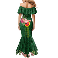 Manu'a Cession Day 120th Anniversary Mermaid Dress Polynesian Pattern and Hibiscus Flower