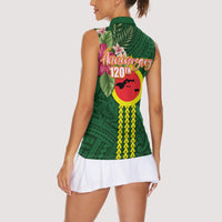 Manu'a Cession Day 120th Anniversary Women Sleeveless Polo Shirt Polynesian Pattern and Hibiscus Flower