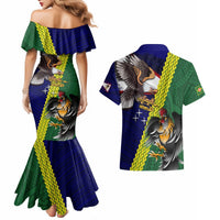 Manu'a Island and American Samoa Couples Matching Mermaid Dress and Hawaiian Shirt Rooster and Eagle Mascot LT03 - Polynesian Pride