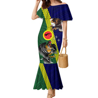 Manu'a Island and American Samoa Family Matching Mermaid Dress and Hawaiian Shirt Rooster and Eagle Mascot