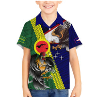 Manu'a Island and American Samoa Family Matching Mermaid Dress and Hawaiian Shirt Rooster and Eagle Mascot