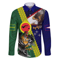 Manu'a Island and American Samoa Family Matching Off Shoulder Short Dress and Hawaiian Shirt Rooster and Eagle Mascot