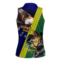 Manu'a Island and American Samoa Women Sleeveless Polo Shirt Rooster and Eagle Mascot