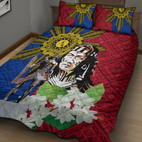 Philippines Lapu-Lapu Quilt Bed Set Filipino Sun Tattoo With Yakan Pattern