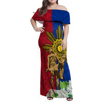 Philippines Lapu Lapu King Jasmine Flowers Family Matching Off Shoulder Maxi Dress and Hawaiian Shirt Filipino Sun Tattoo