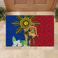 Philippines Lapu Lapu King Jasmine Flowers Rubber Doormat Filipino Sun Tattoo