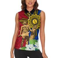 Philippines Lapu Lapu King Jasmine Flowers Women Sleeveless Polo Shirt Filipino Sun Tattoo