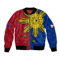 Philippines Sun Batok Tattoo Bomber Jacket Polynesian and Yakan Pattern