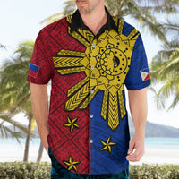 Philippines Sun Batok Tattoo Hawaiian Shirt Polynesian and Yakan Pattern