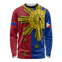 Philippines Sun Batok Tattoo Long Sleeve Shirt Polynesian and Yakan Pattern