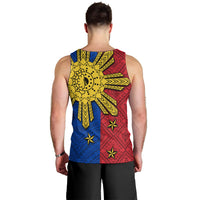 Philippines Sun Batok Tattoo Men Tank Top Polynesian and Yakan Pattern