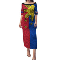 Philippines Sun Batok Tattoo Puletasi Polynesian and Yakan Pattern LT03 Long Dress Red - Polynesian Pride