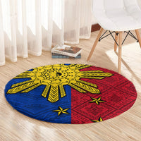 Philippines Sun Batok Tattoo Round Carpet Polynesian and Yakan Pattern